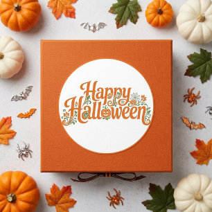 Elegante Herbst-Happy-Halloween-Orangenkürbis-Jack Runder Aufkleber