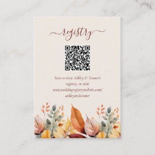 Elegante Herbst-Herbsthochzeit QR-Code Begleitkarte