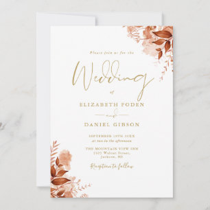 Elegante Herbst-Hochzeit in Gold Einladung
