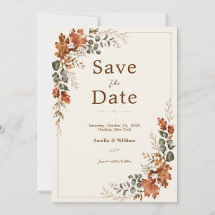 Elegante Herbst-Hochzeit mit zeitlosem rustikalem Save The Date