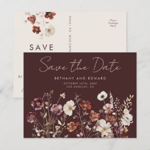 Elegante Herbst-Hochzeit - Save the Date Postkarte