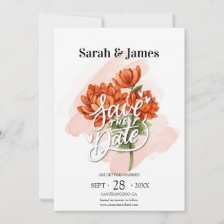 Elegante Herbst-Hochzeitseinladung mit Blumendesig Einladung