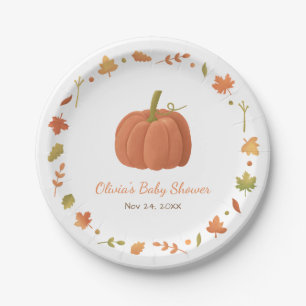 Elegante Herbst-Kürbis-Baby-Shower-Accessoires Pappteller