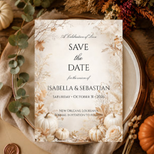 Elegante Herbst-Kürbis-Hochzeit Save The Date