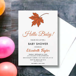 Elegante Herbst Orange Blätter Fall Baby Dusche Einladung