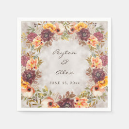 Elegante Herbst Orange Burgund Hochzeit Serviette