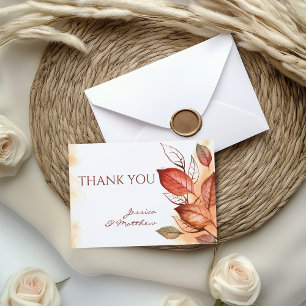 Elegante Herbst Wasserfarben Blumenhochzeit Dankeskarte