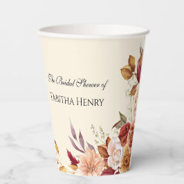 Elegante Herbst-Wasserfarben-Blumenhochzeit Pappbecher