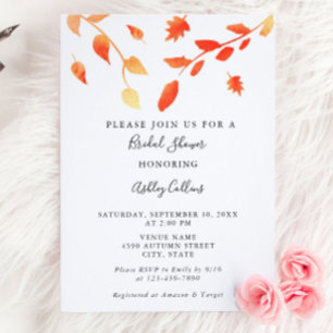 Elegante Herbst Wasserfarbenfolien Blätter Chic Einladung