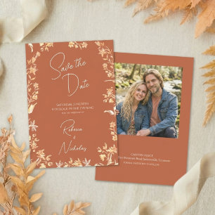 Elegante Herbst-Wildblumen in Brandorange 1 Foto Save The Date