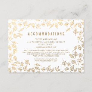 Elegante Herbstausgabe Gold Unterkunftskarte Begleitkarte