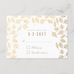 Elegante Herbstausgabe Gold Wedding RSVP Card