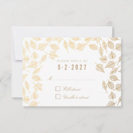Elegante Herbstausgabe Gold Wedding RSVP Card