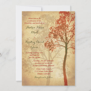 Elegante Herbstbaum-Hochzeitseinladung Einladung