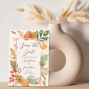 Elegante Herbstblätter Aquarell Save The Date