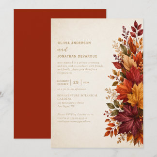 Elegante Herbstblätter-Empfangs-Only-Hochzeit | Einladung