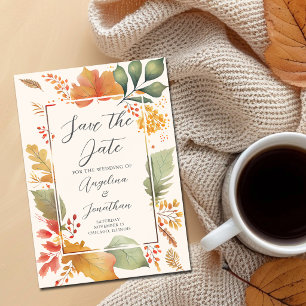 Elegante Herbstblätter fallen Save the Date Magneteinladung