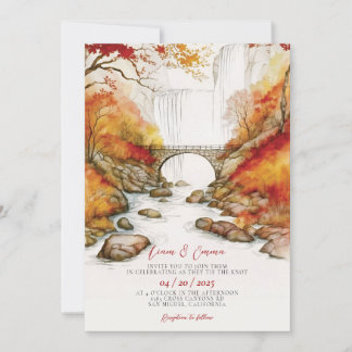 Elegante Herbstblätter Herbst-Hochzeitseinladung Einladung