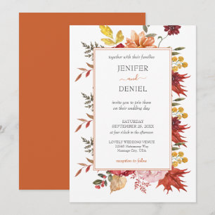 Elegante Herbstblätter Herbsthochzeit Einladung