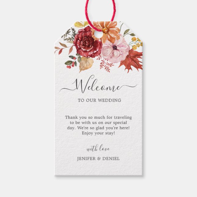 Elegante Herbstblätter Herbsthochzeit  Geschenkanhänger (Vorderseite)
