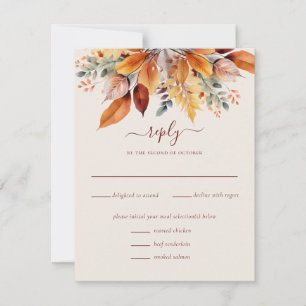 Elegante Herbstblätter Herbsthochzeit RSVP Karte