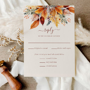 Elegante Herbstblätter Herbsthochzeit RSVP Karte