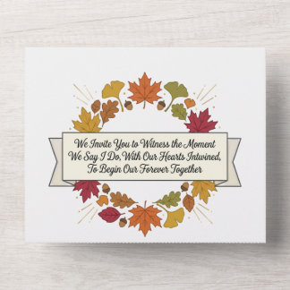 Elegante Herbstblätter Hochzeitseinladung All In One Einladung