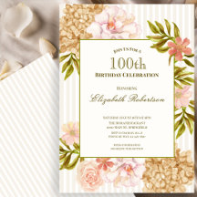 Elegante Herbstblumen 100. Geburtstagseinladung