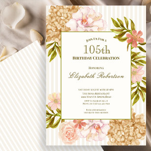 Elegante Herbstblumen 105. Geburtstagseinladung Einladung