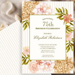 Elegante Herbstblumen 75. Geburtstagseinladung Einladung