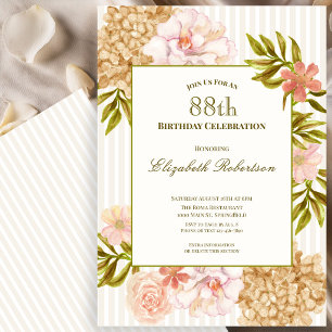 Elegante Herbstblumen 88. Geburtstagseinladung Einladung