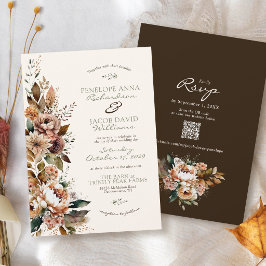 Elegante Herbstblumen Dunkelbraune Boho-Herbsthoch Einladung