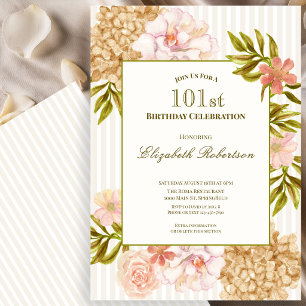 Elegante Herbstblumen-Einladung zum 101. Geburtsta Einladung