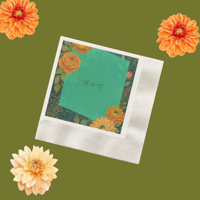 elegante Herbstblütenhochzeit Serviette (Von Creator hochgeladen)