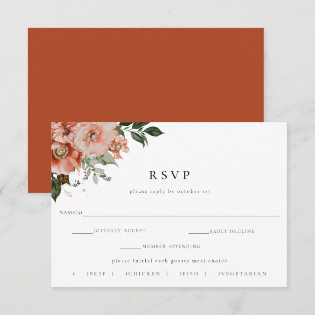 Elegante Herbstblütenwahl RSVP Karte (Vorne/Hinten)