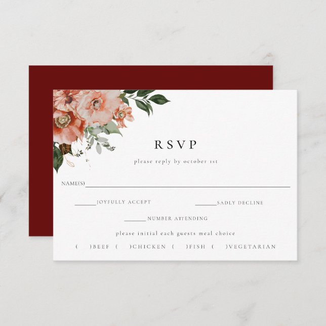 Elegante Herbstblütenwahl RSVP Karte (Vorne/Hinten)