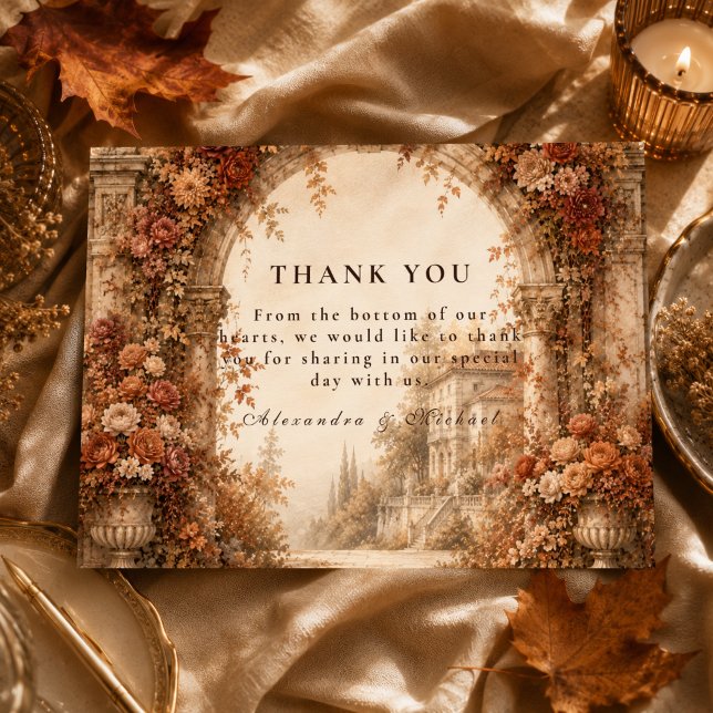 Elegante Herbstbogenhochzeit Dankeskarte (Von Creator hochgeladen)
