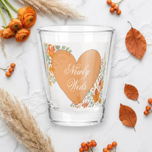 Elegante Herbstfarben Blatt Frisch Vermählte Grün Schnapsglas