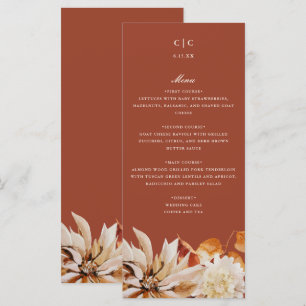Elegante Herbstflorale Hochzeitskarte Programm