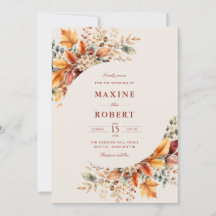Elegante Herbstfoliage Weiche Wasserfarben-Hochzei