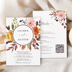Elegante Herbstgartenhochzeit - Alles in Einem Einladung