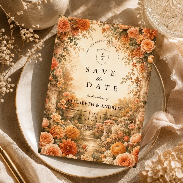 Elegante Herbstgartenhochzeit Save The Date (Von Creator hochgeladen)