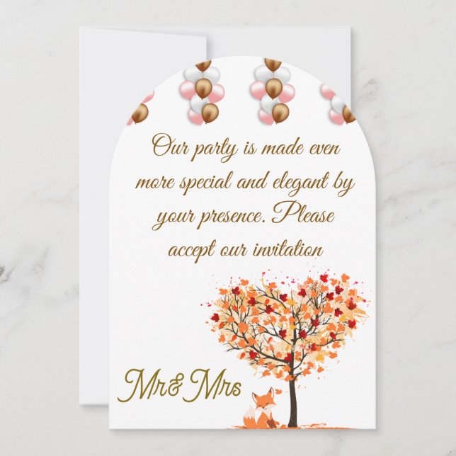 Elegante Herbsthochzeit Einladung mit Fallbaum (Vorderseite)