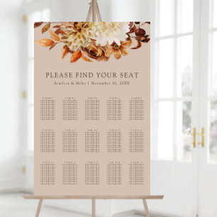 Elegante Herbsthochzeit Sitzordnung Poster