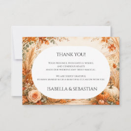 Elegante Herbstkarte mit Kürbissen Hochzeit Dankeskarte