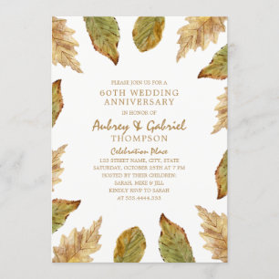 Elegante Herbstlaub 60. Hochzeitstag Einladung