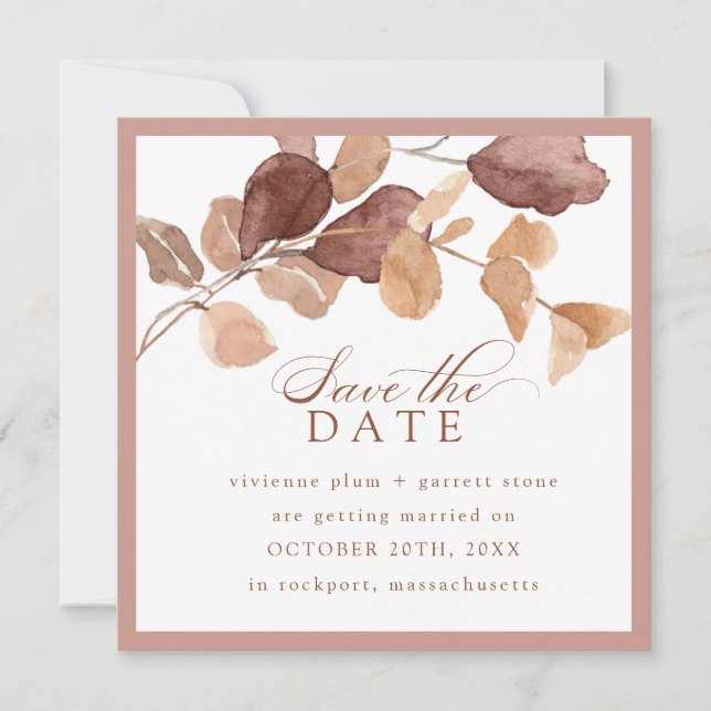 Elegante Herbstlaub Foto Save the Date Karte (Vorderseite)
