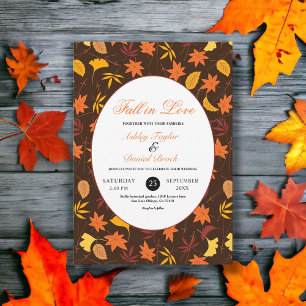 Elegante Herbstlaub Hochzeit im Herbst Einladung