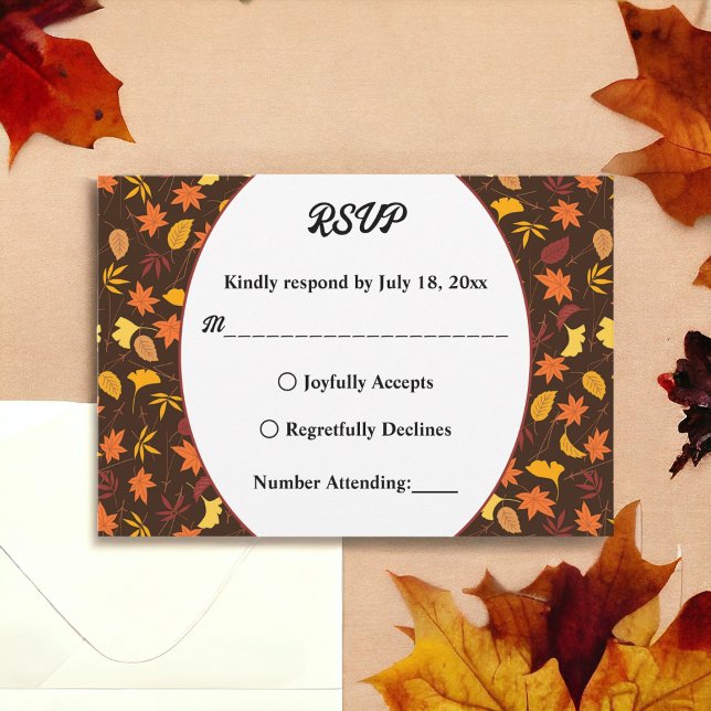 Elegante Herbstlaub Hochzeit im Herbst RSVP Karte (Von Creator hochgeladen)