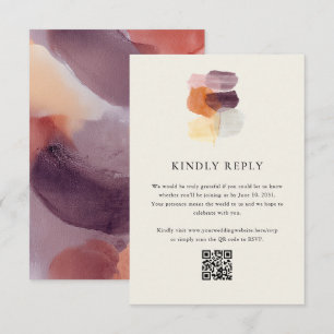 Elegante Herbstlaub QR Code Online-Hochzeit RSVP Karte